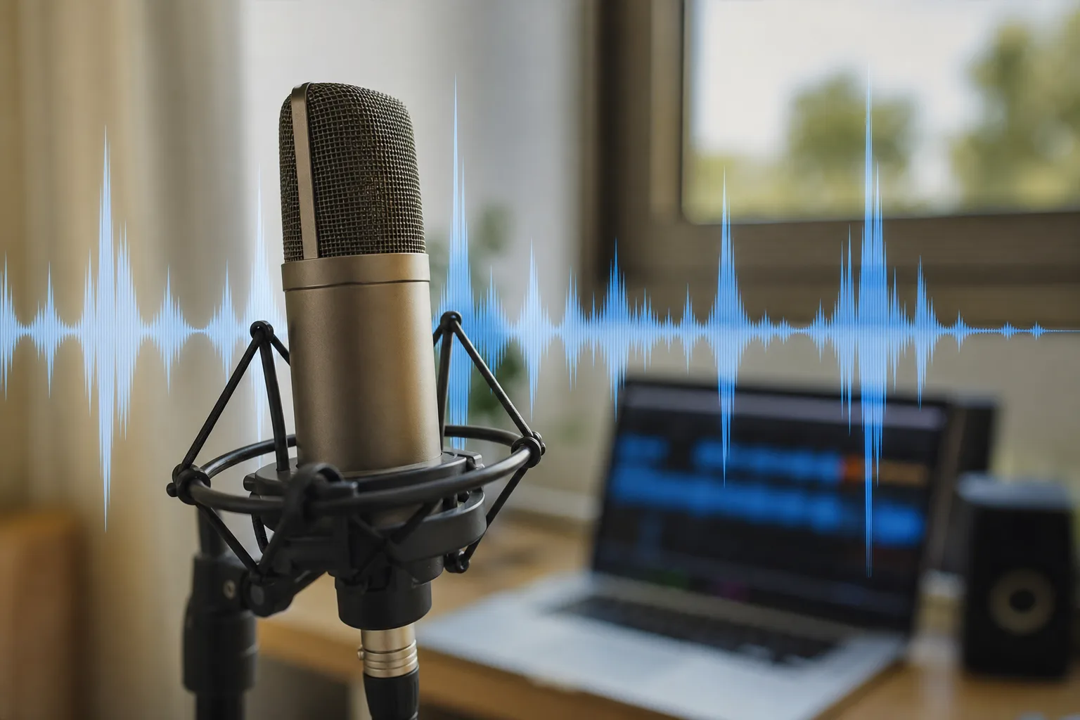 A studio microphone symbolizing the importance of sound quality in AI videos.