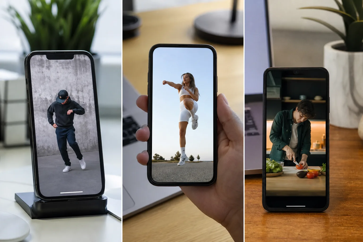 Comparison of the video interfaces for TikTok, Instagram Reels, and YouTube Shorts.