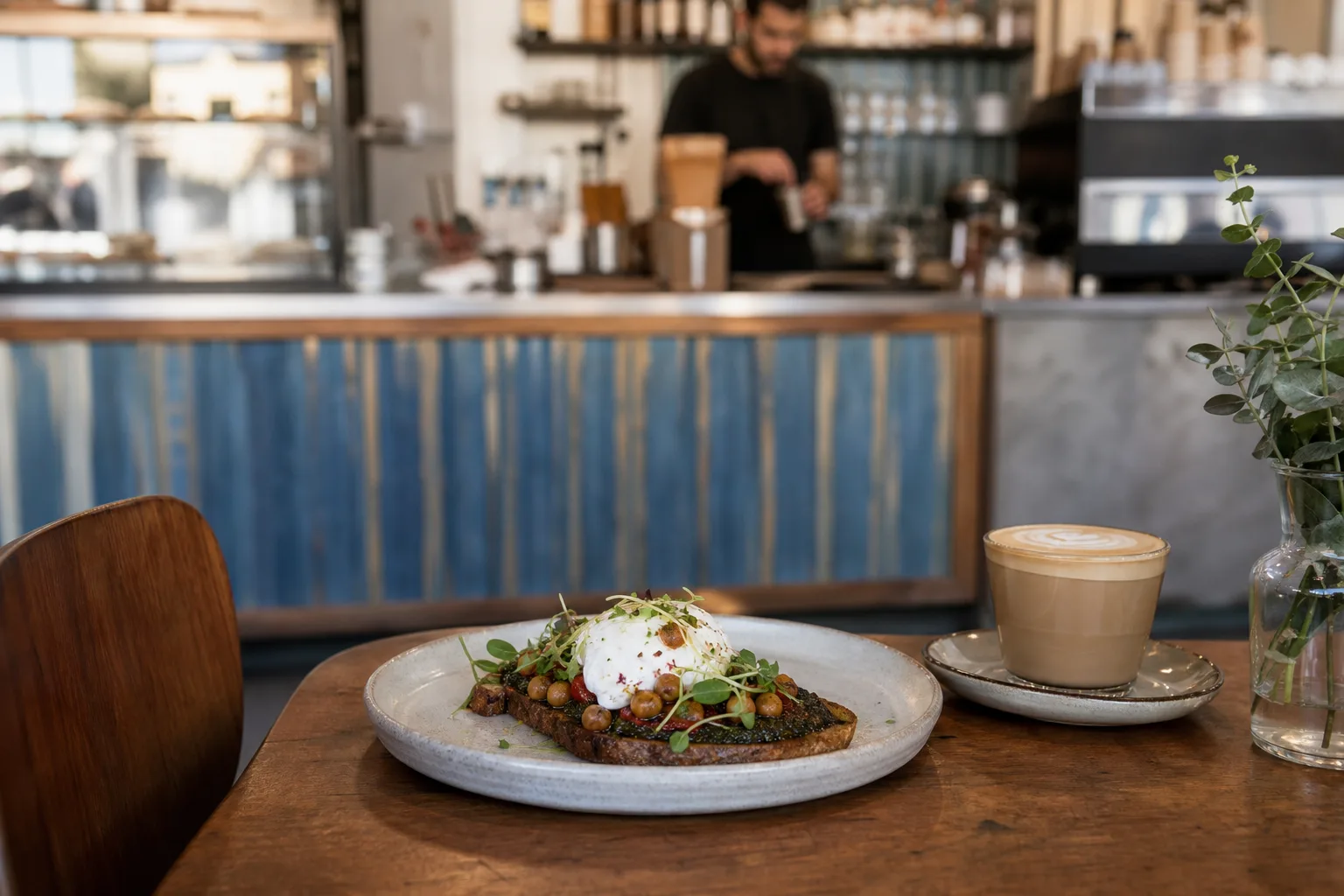 Video marketing for a restaurant, featuring a shot of an appetizing dish in an Israeli cafe.