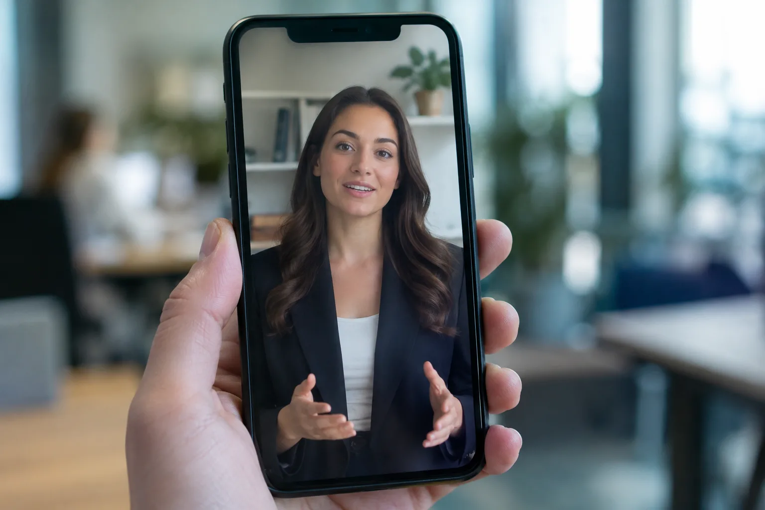 A video with a digital presenter created using artificial intelligence for a Facebook page.