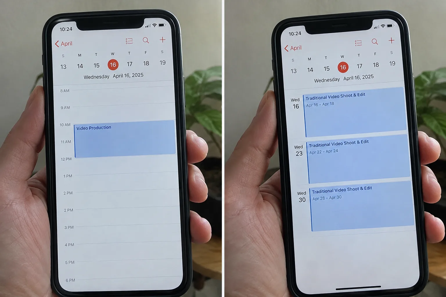 השוואת לוחות זמנים בין הפקת סרטון AI מהירה להפקה מסורתית ארוכה.
